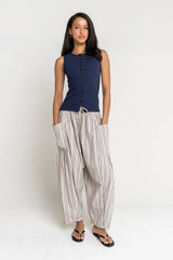 Colleen Striped Baggy Pants in Natural