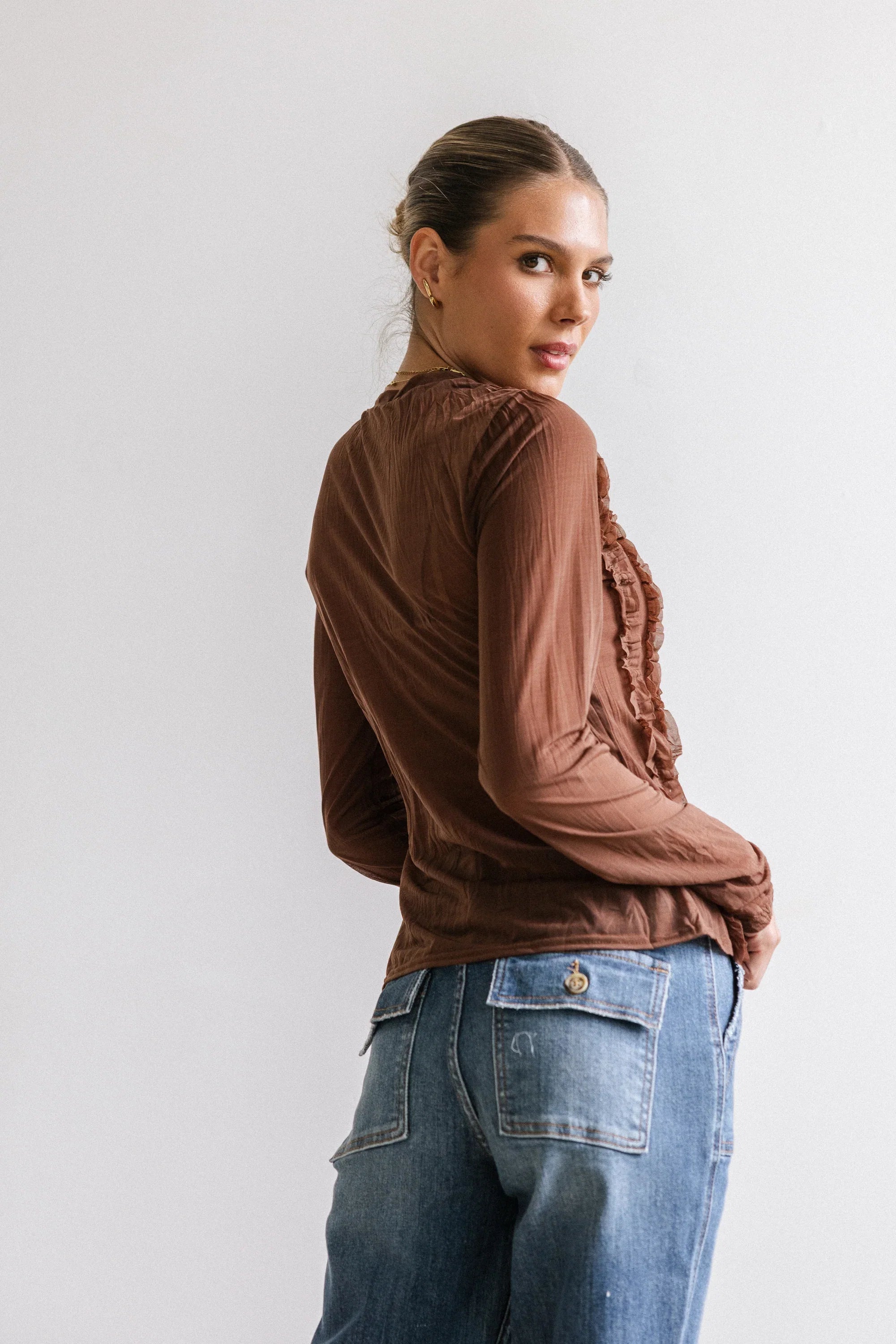 Marie Sheer Top in Brown FINAL SALE