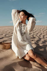 Serendipity Embroidered Midi Dress in Cream FINAL SALE