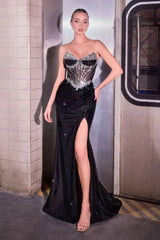 Carissa Gown Sparkling Strapless Corset Evening Dress