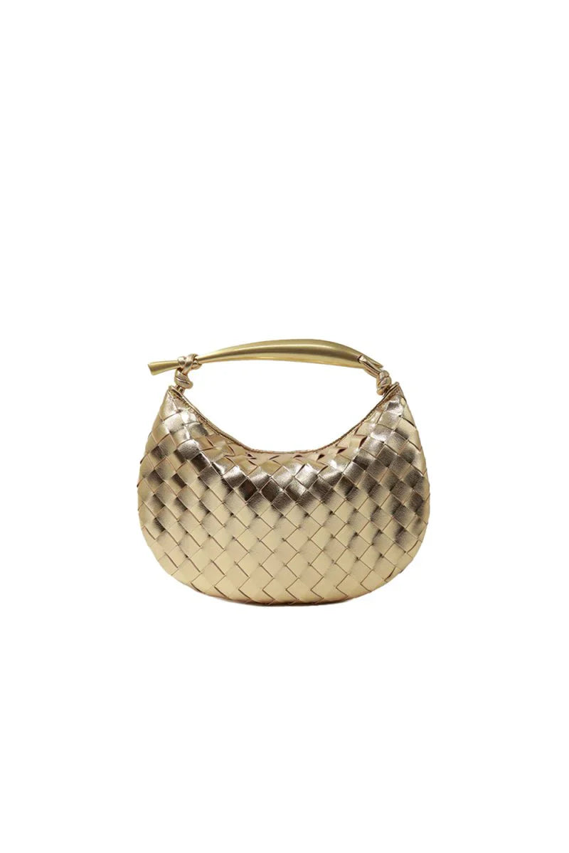 Womens Woven Dumpling Clutch Bag