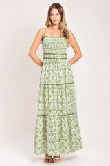 DAINTY FLORA GREEN MAXI DRESS