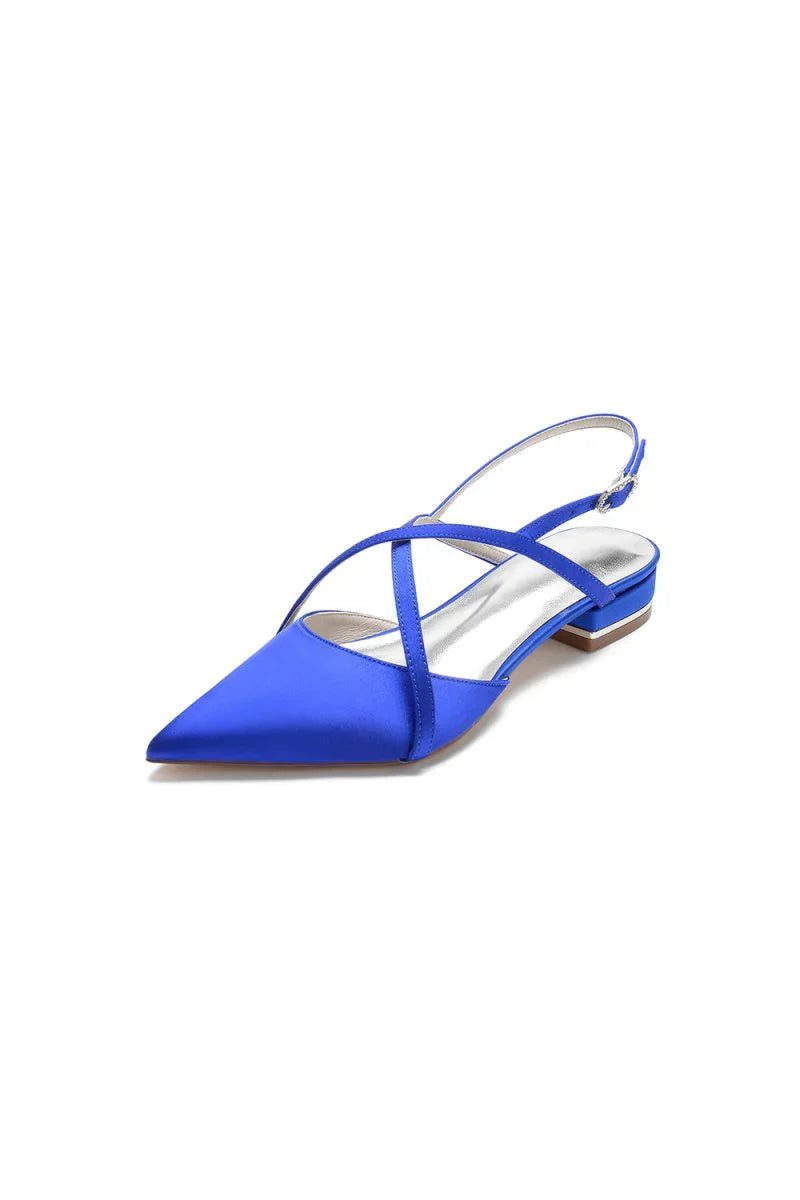 Simple Pointed Toe Ankle Straps Kitten Heels