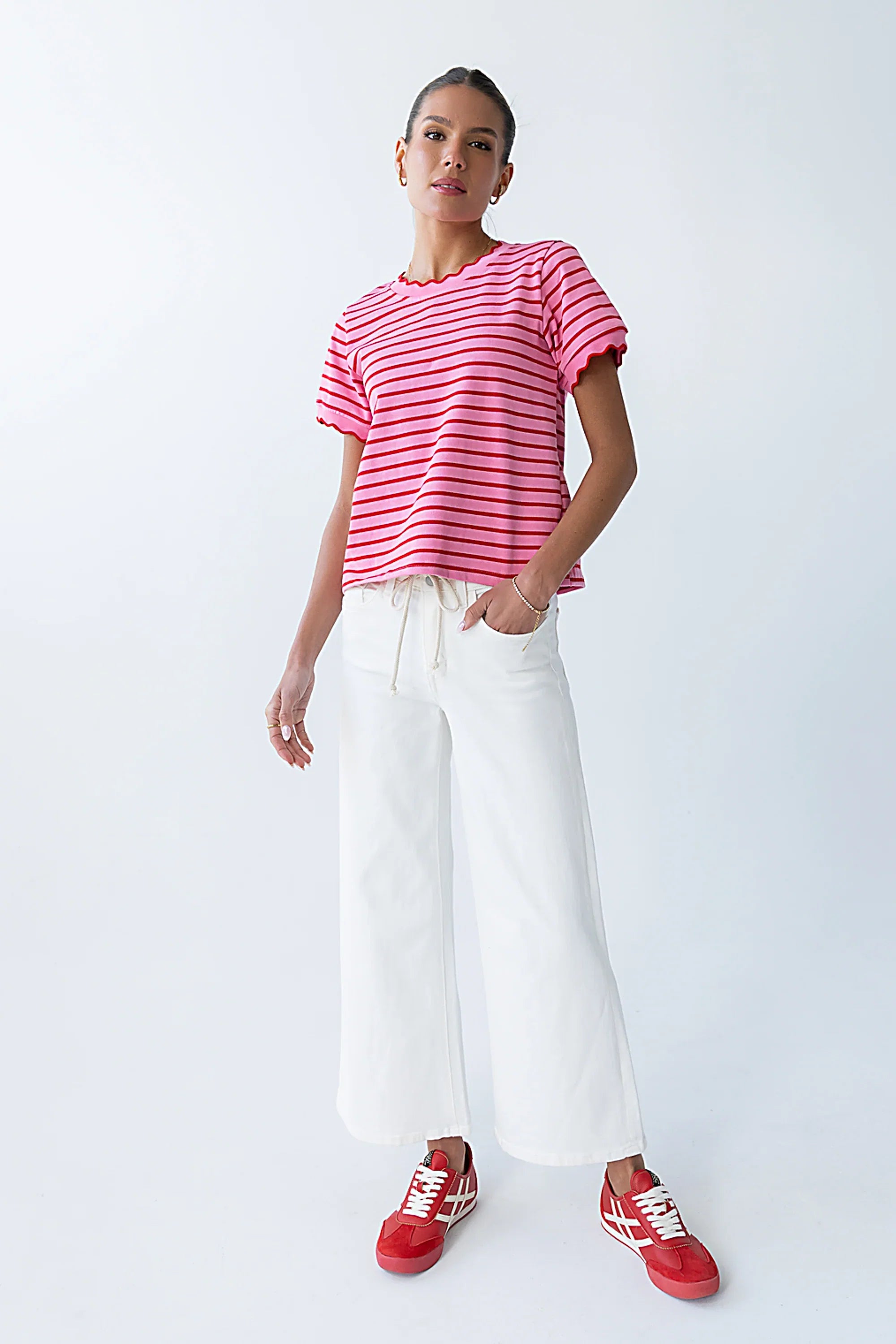 Walker Scalloped Top in Pink