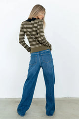 Romero Striped Sweater in Olive