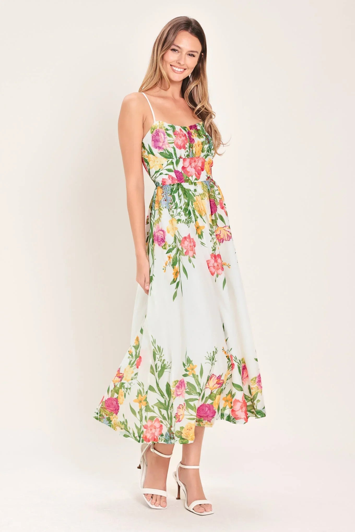 SHADOW FLORAL MIDI DRESS