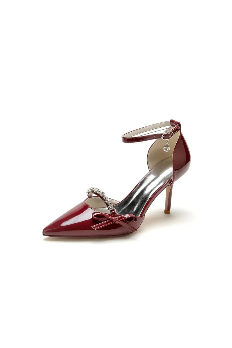 Patent Leather Wedding High Heels with Bow