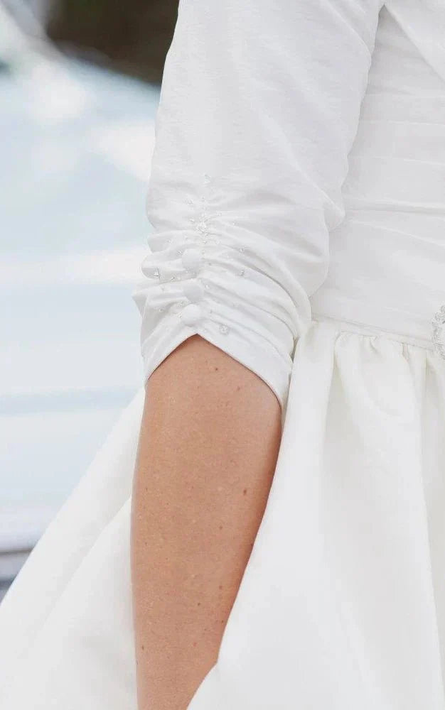 Knee Length Wedding Dress With 3 4 Sleeves