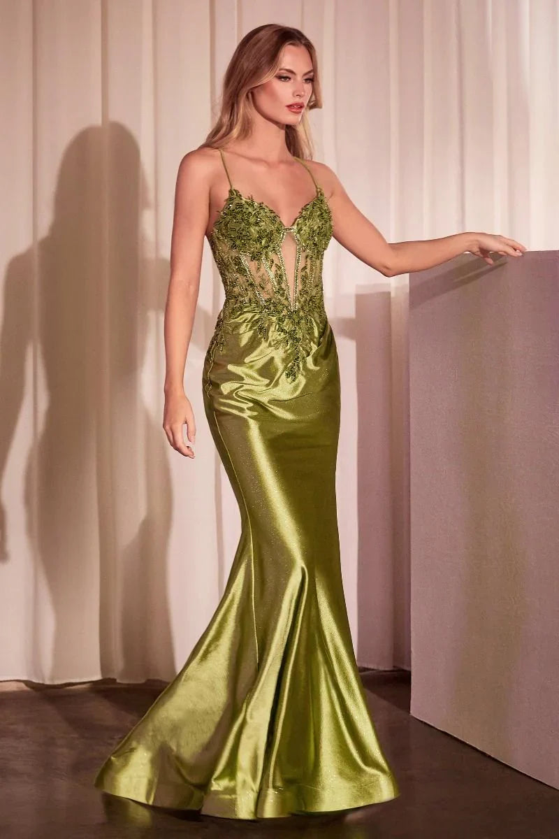 CLAIRE GOWN EMBELLISHED LACE SATIN FITTED GOWN