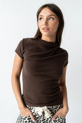 Marilyn Gathered Top in Brown