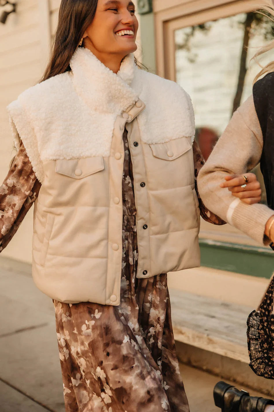 Lets Get Lost Vegan Vest in Cream FINAL SALE