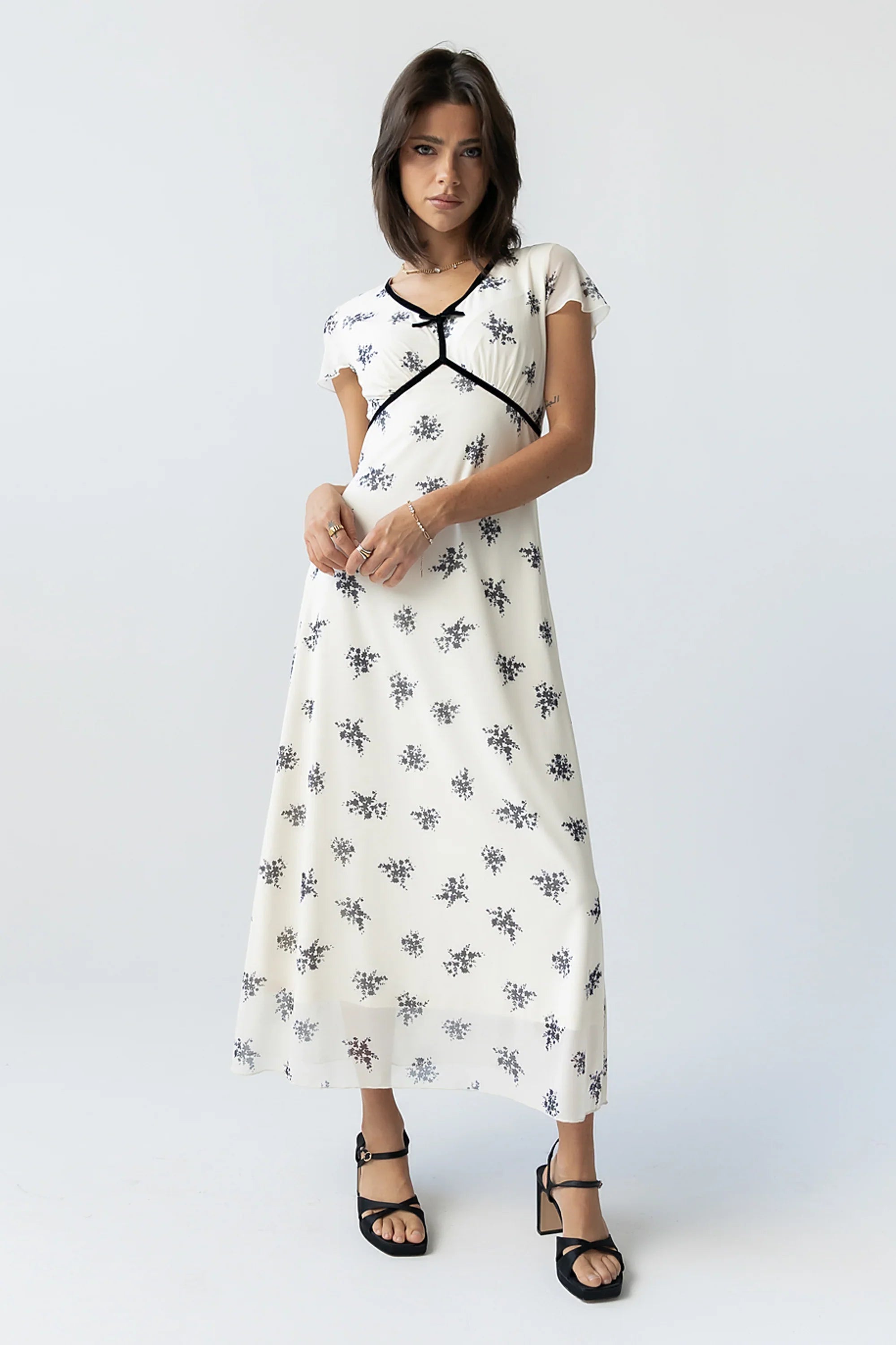 Neo Mesh Maxi Dress in Ivory