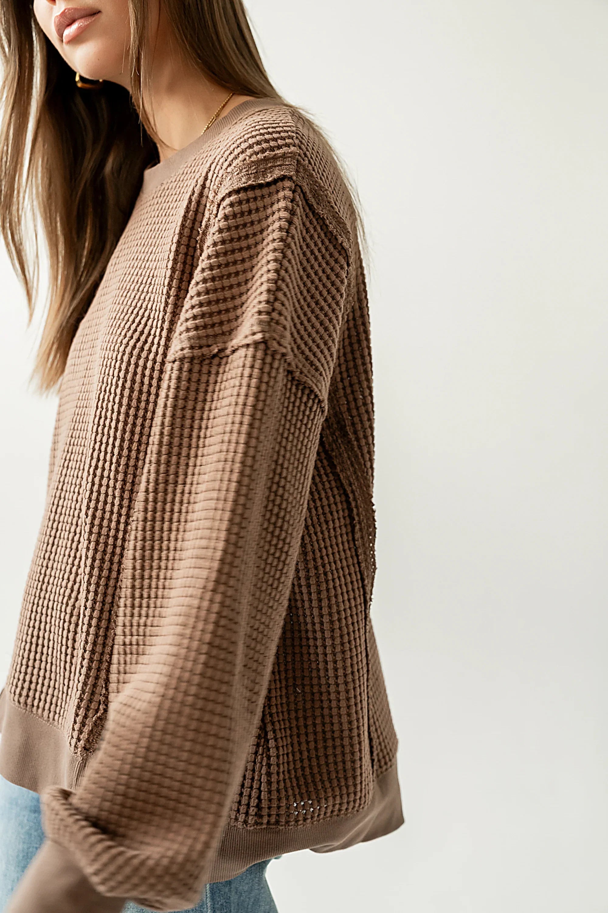 Trace Waffle Knit Top in Mocha