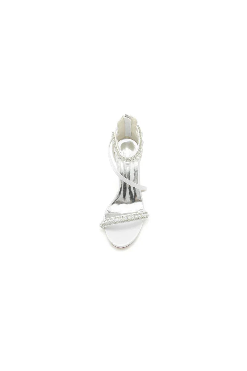 Elegant Single Strap Pearl Beaded Wedding Shoes