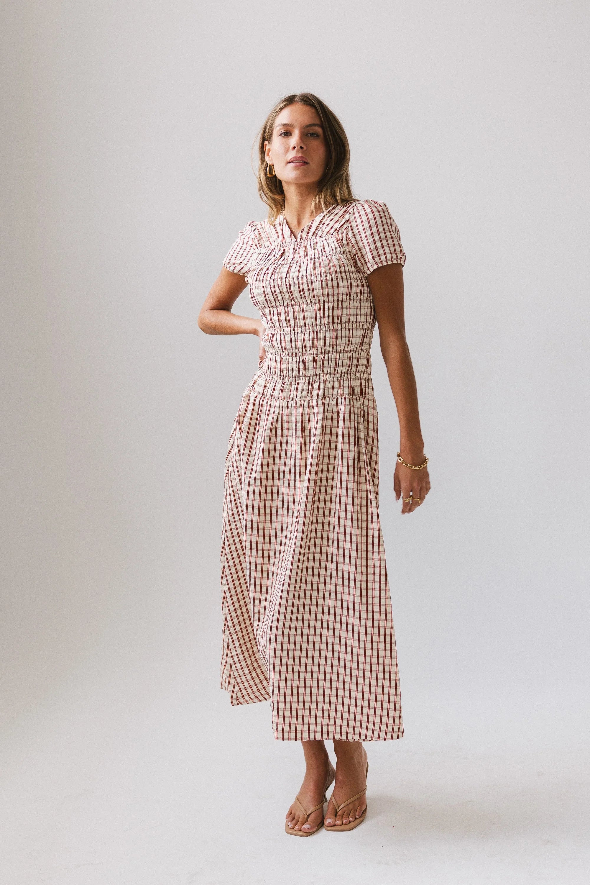 Erin Smocked Maxi Dress in Red FINAL SALE