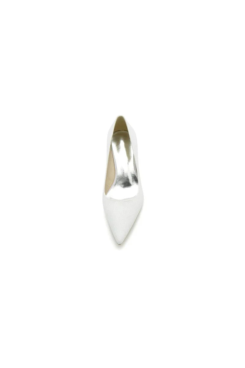 Gold Glitter Crystal Pointed Toe Wedding Shoes