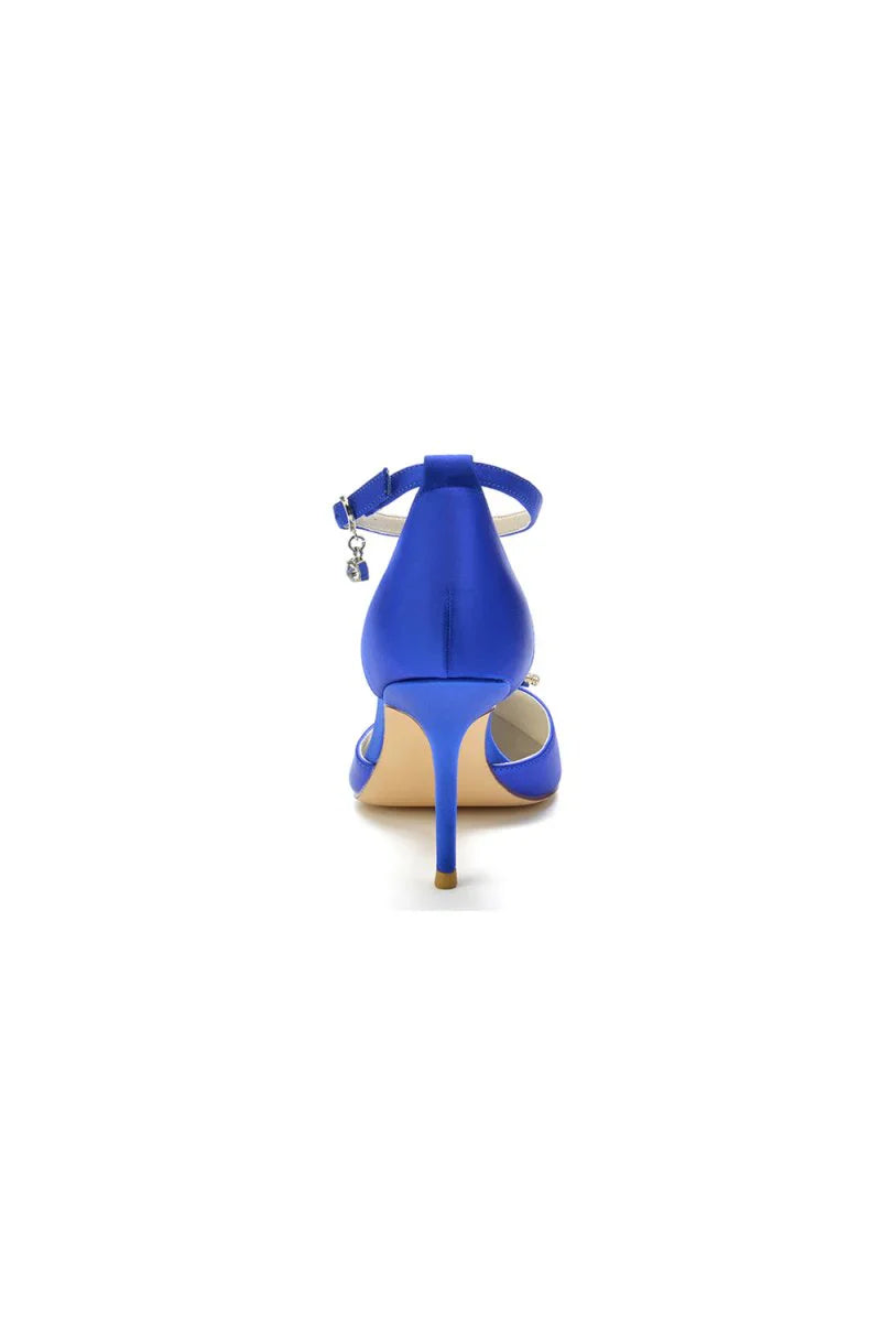 Cocktail Pointed Toe Crystal Buckle Strap Heels