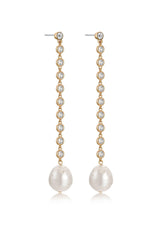 Crystal Chain Pearl Drop Earrings