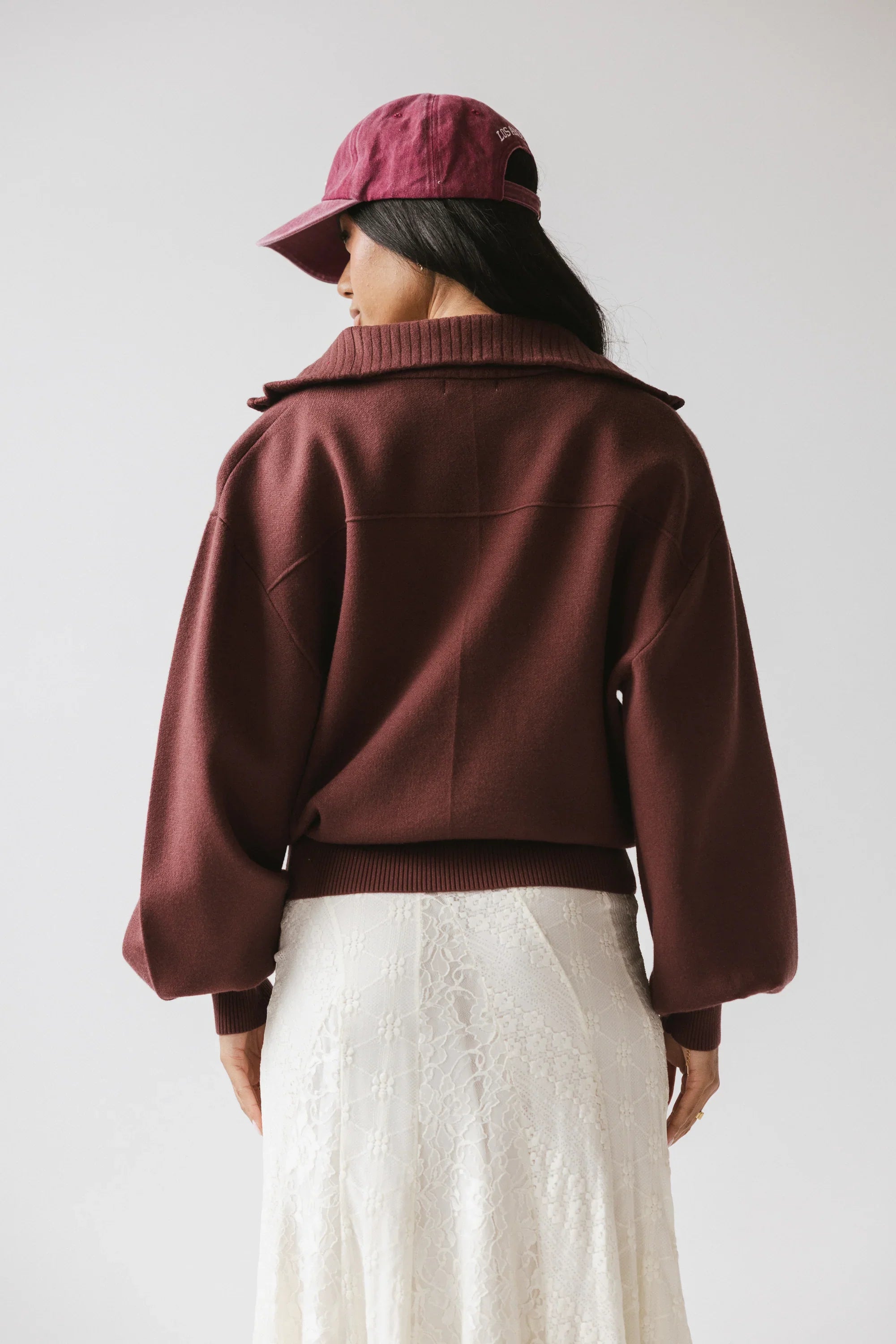 Markus Knit Bomber Jacket in Marsala FINAL SALE