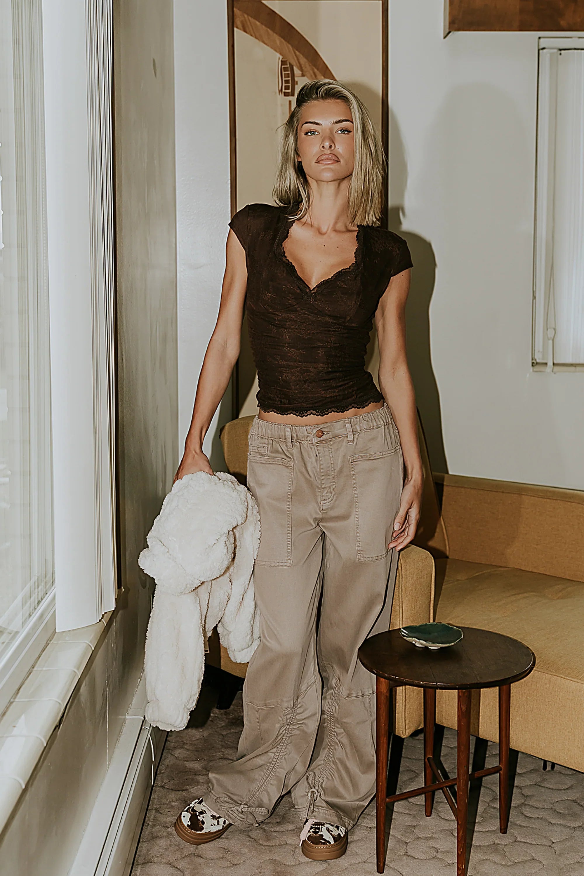 Gracie Lace Top in Brown