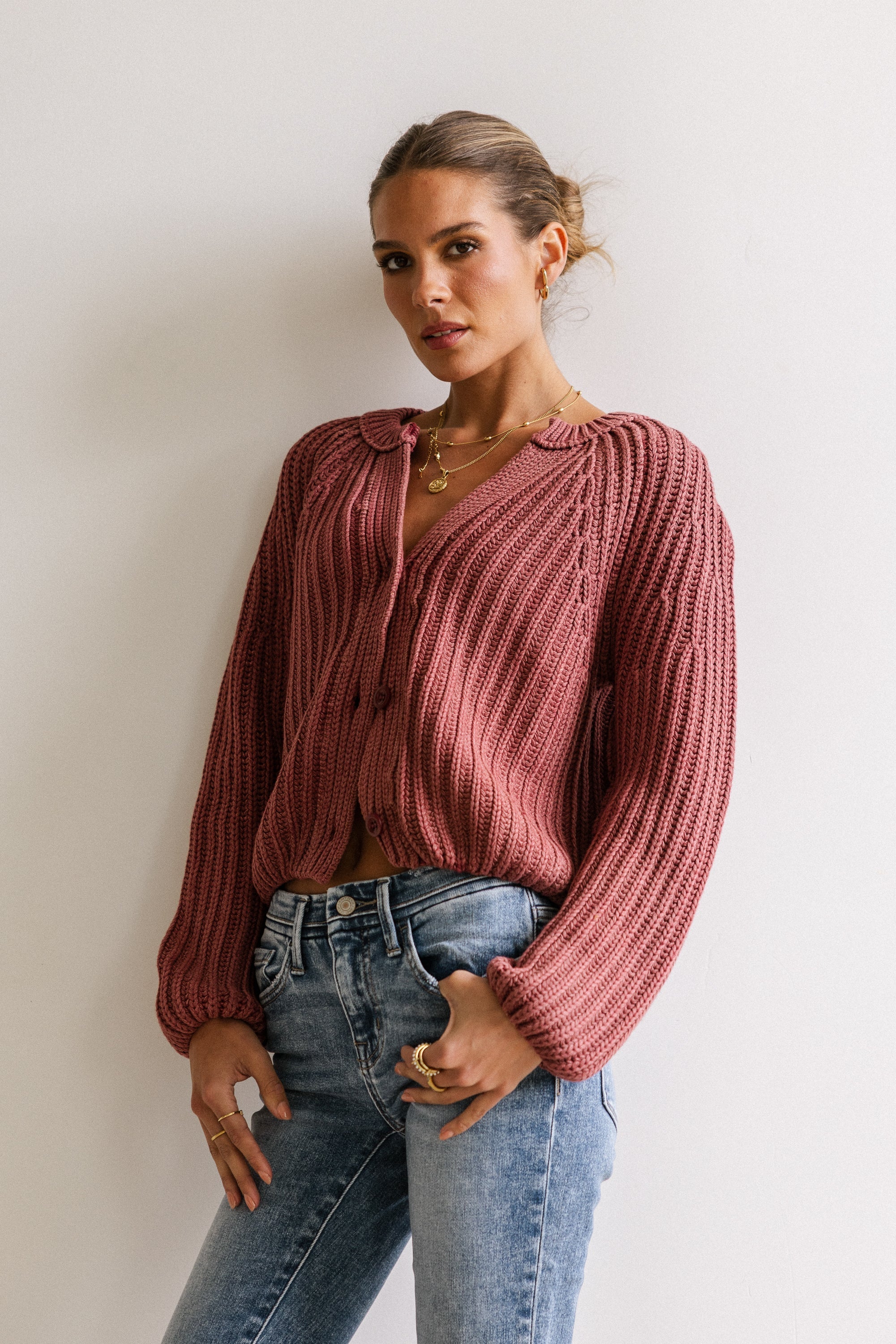 Katie Knit Cardigan in Red FINAL SALE