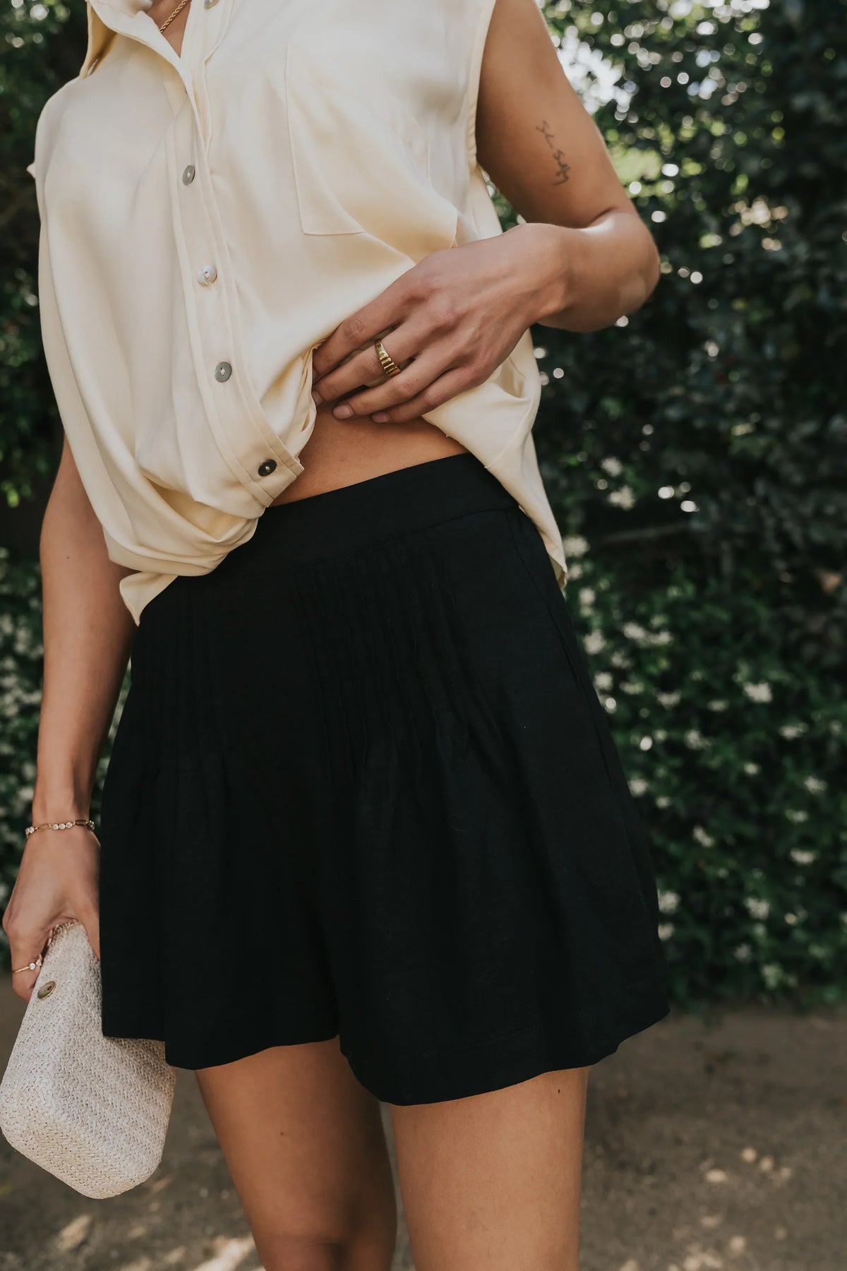 Jenny Pleated Shorts in Black