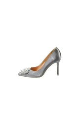Grey Rhinestone Party Shoes