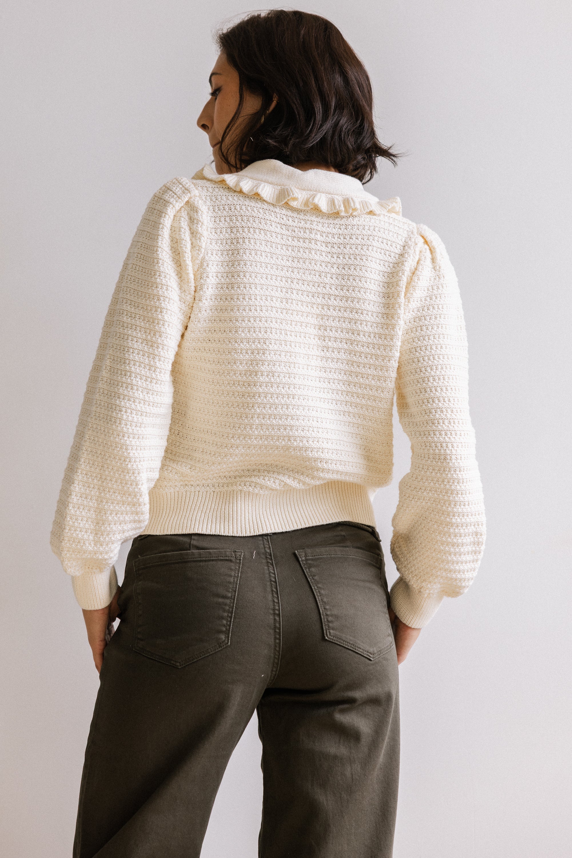 Maureen Collared Cardigan in Oatmeal FINAL SALE