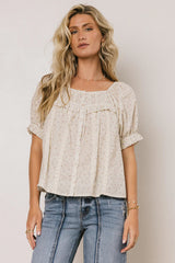 Tiffany Floral Blouse in Cream FINAL SALE