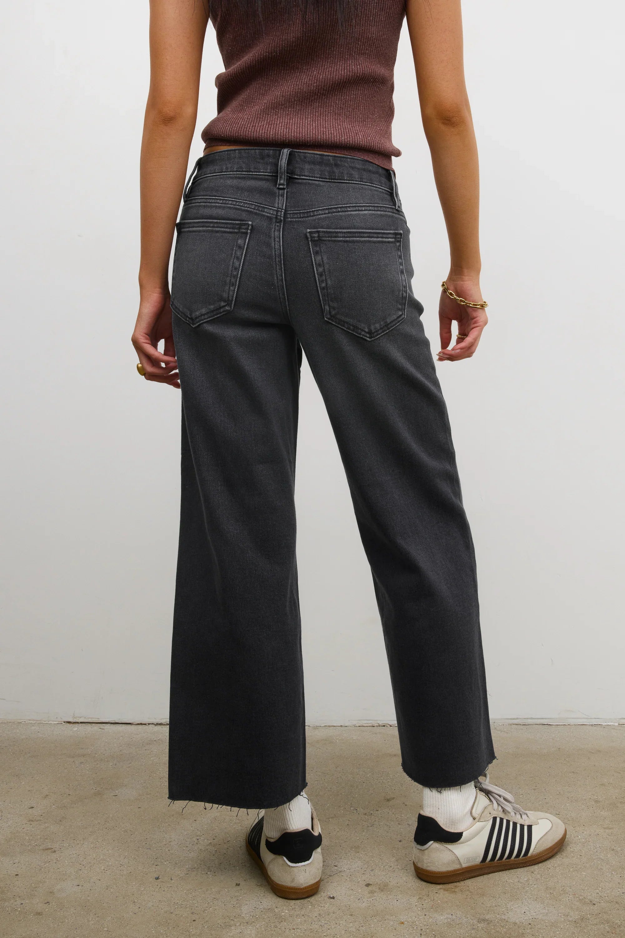 Colette Wide Leg Jeans in Faded Black