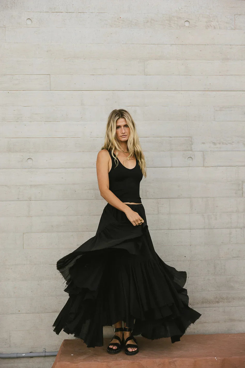 Augusta Handkerchief Skirt in Black FINAL SALE