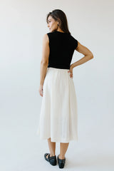 Tristan Mixed Media Midi Dress in Ivory FINAL SALE