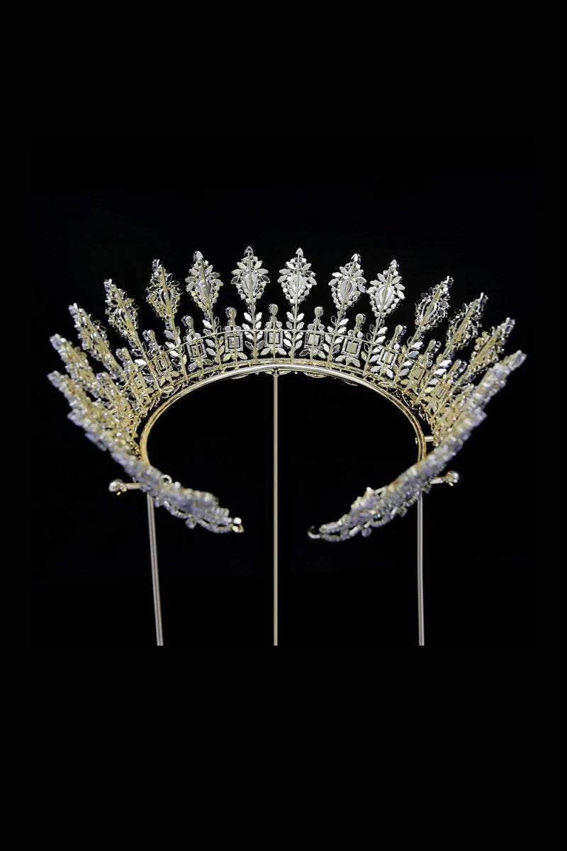 Silver Large 5A Cubic Zirconia Round Tiara