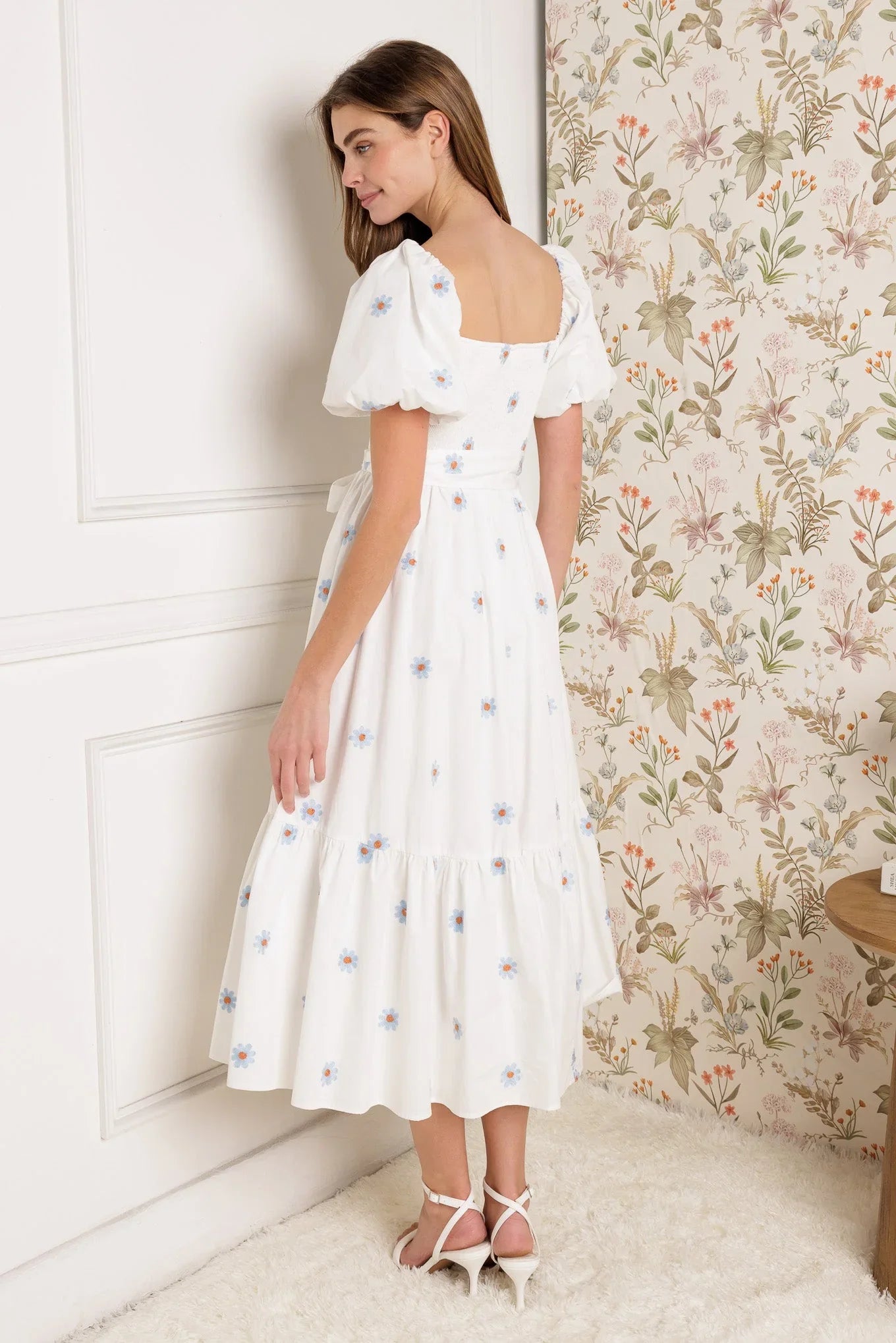 SUNNYSIDE LANE EMBROIDERED MIDI DRESS