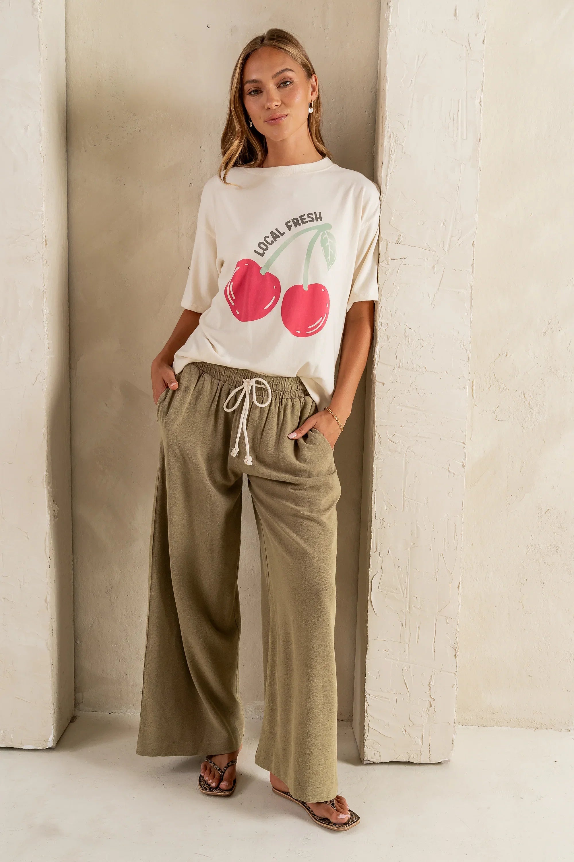 Nico Wide Leg Pants in Olive FINAL SALE