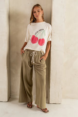 Nico Wide Leg Pants in Olive FINAL SALE