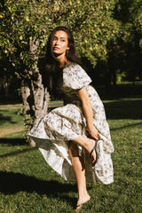 Robbie Floral Midi Dress in Beige