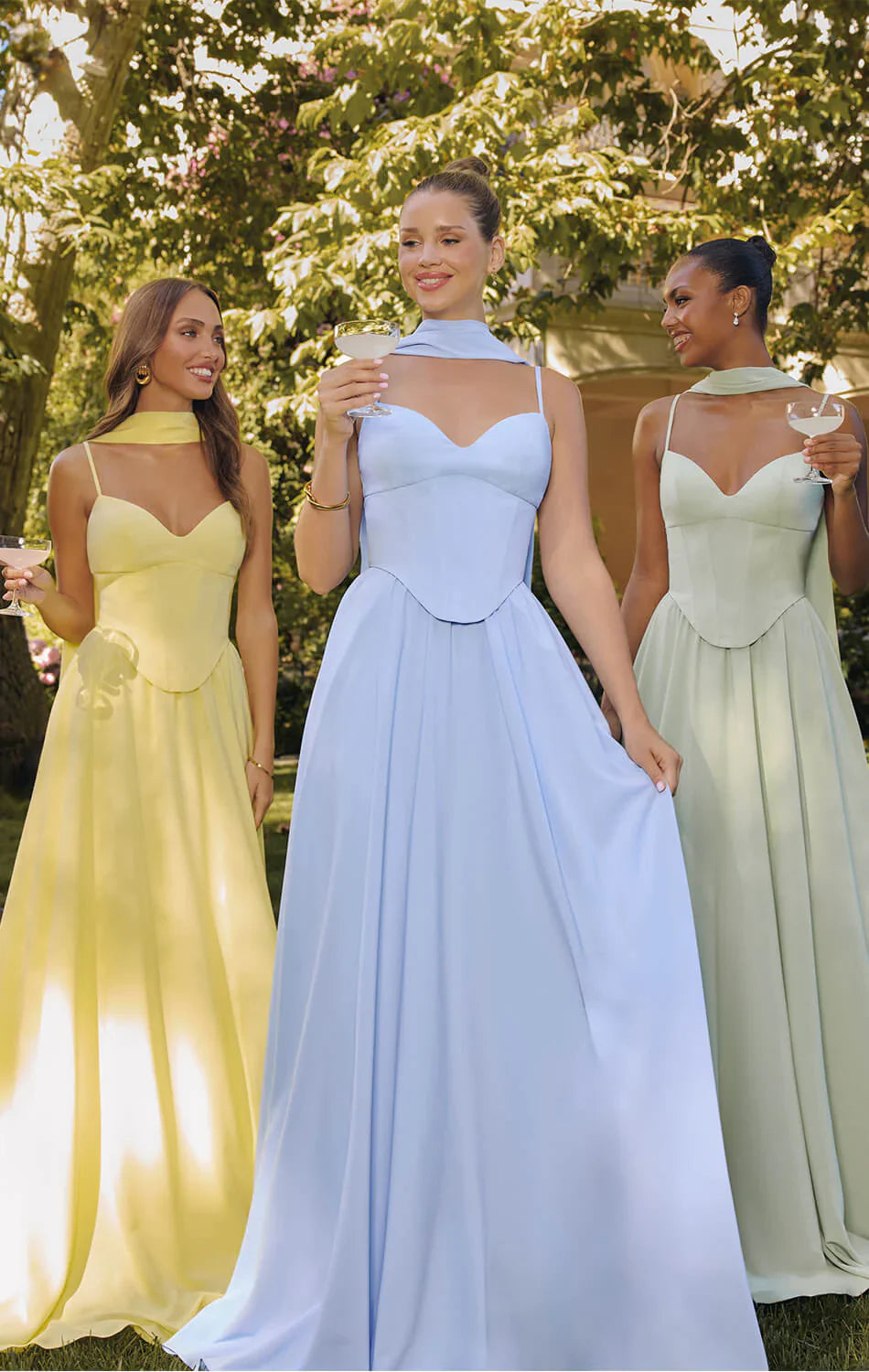 EFFIE GOWN A LINE CHIFFON DRESS WITH SCARF