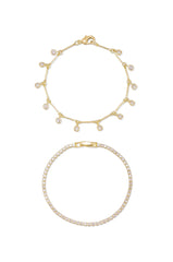 Crystal Droplet Chain Bracelet Set