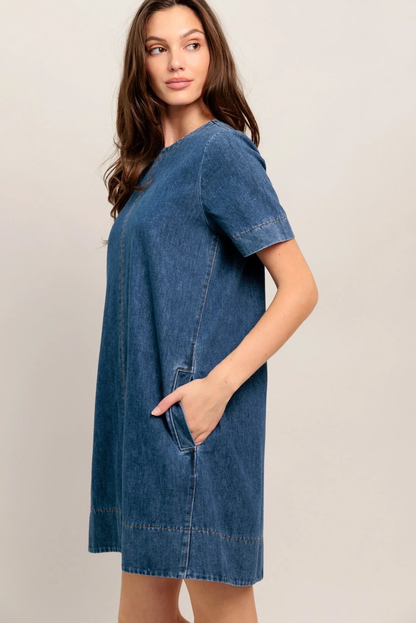 SIMPLY PUT TOGETHER DENIM MINI DRESS FINAL SALE