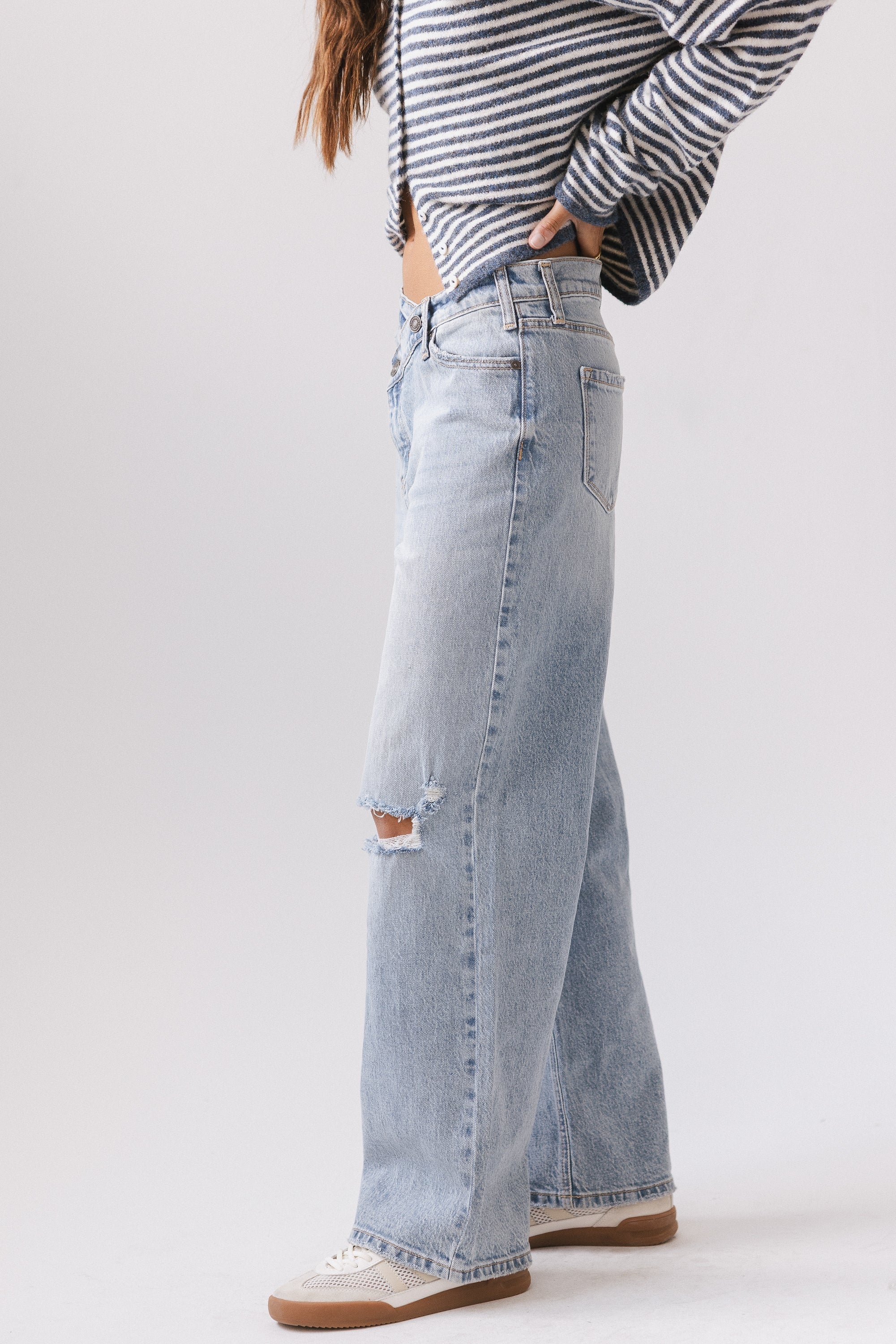Lyla Crossover Wide Leg Jeans