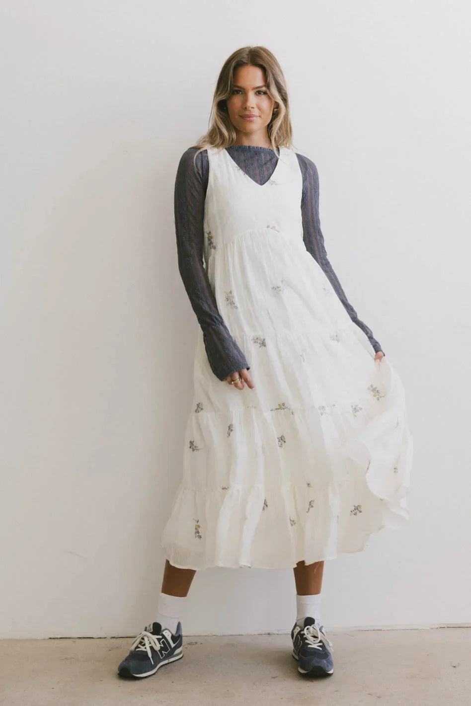 Ari Embroidered Floral Midi Dress FINAL SALE