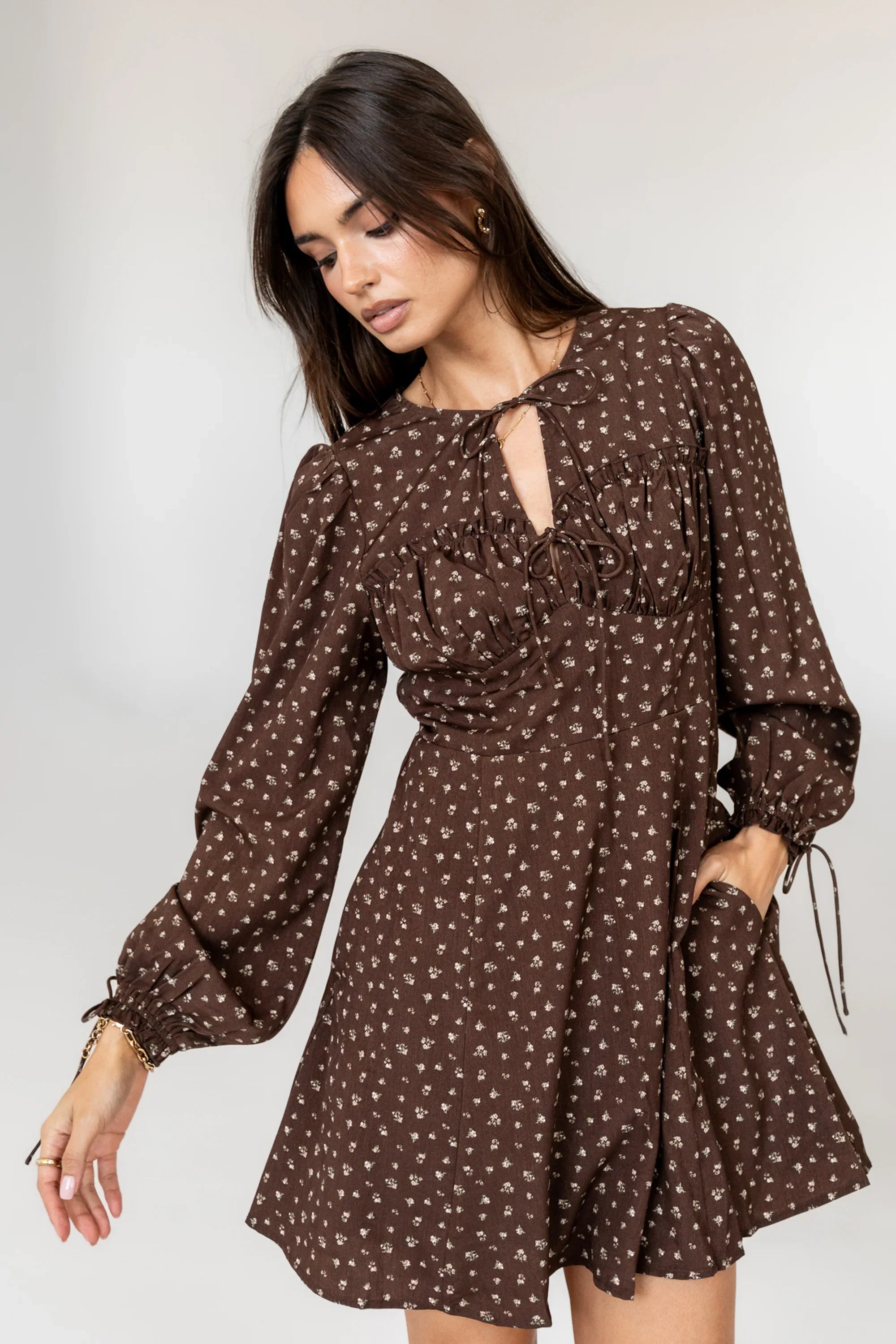 Myles Floral Mini Dress in Burgundy FINAL SALE
