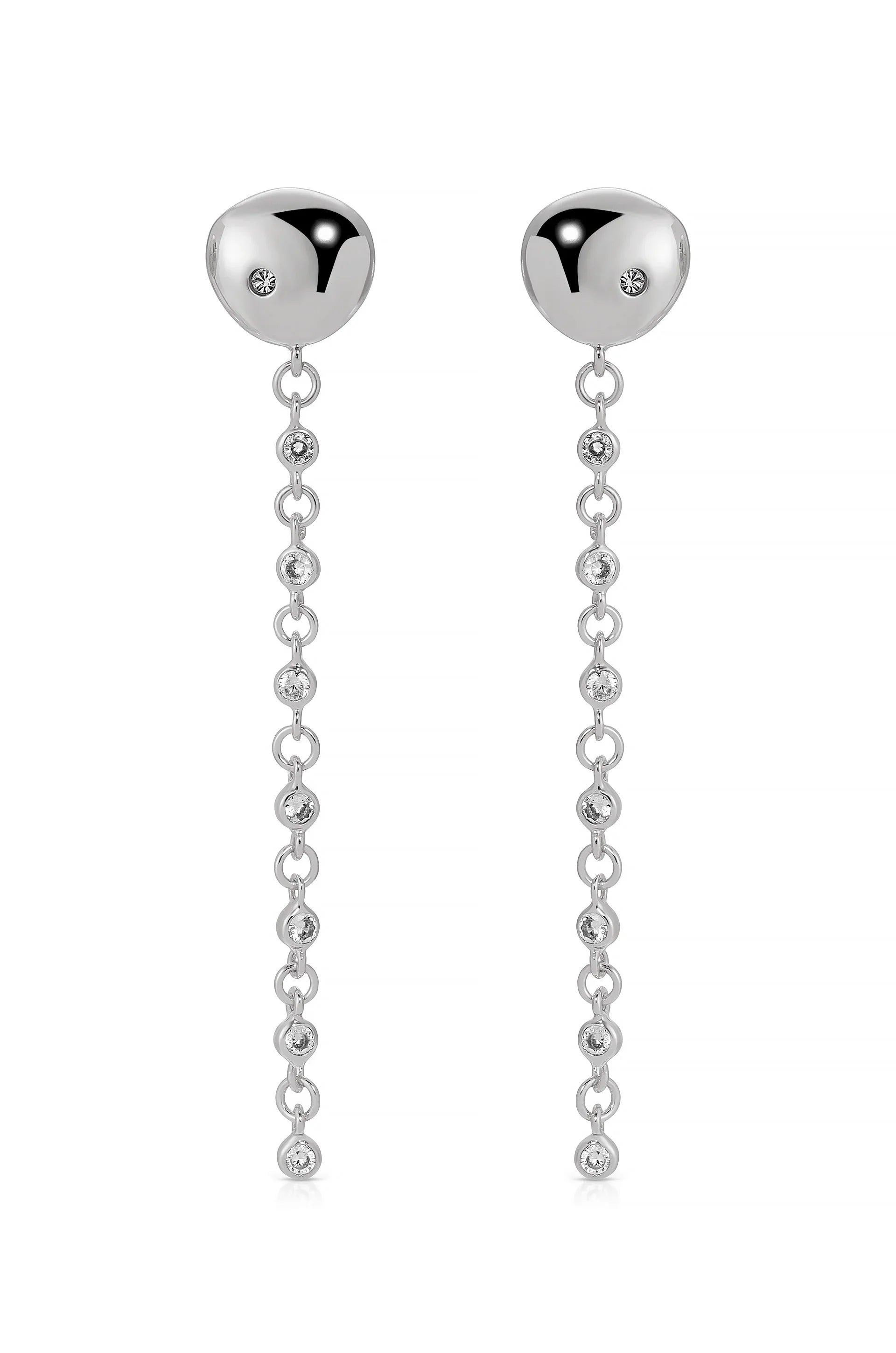 Polished Pebble Linear Chain Earrings