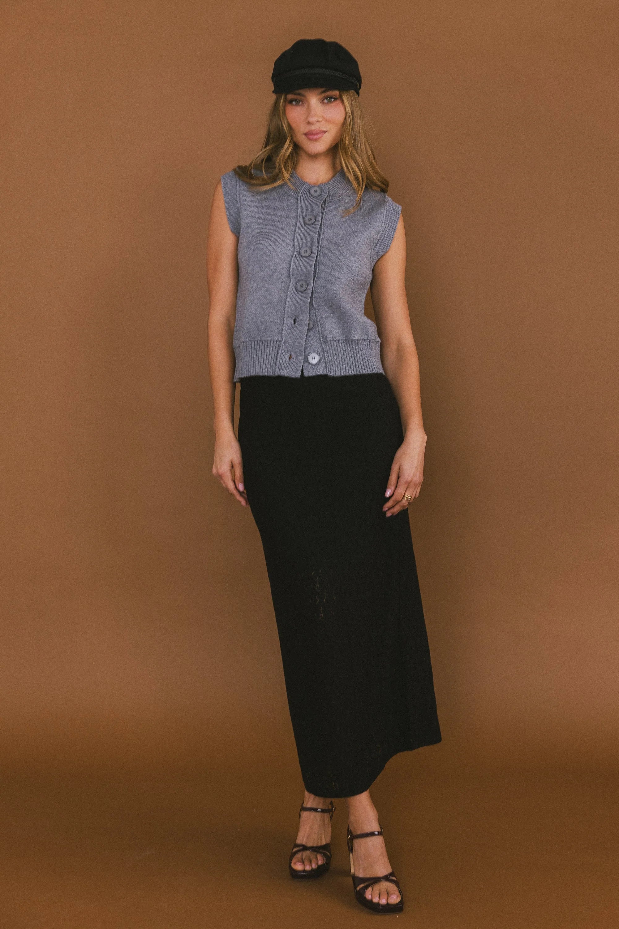 Tori Sweater Vest in Grey FINAL SALE