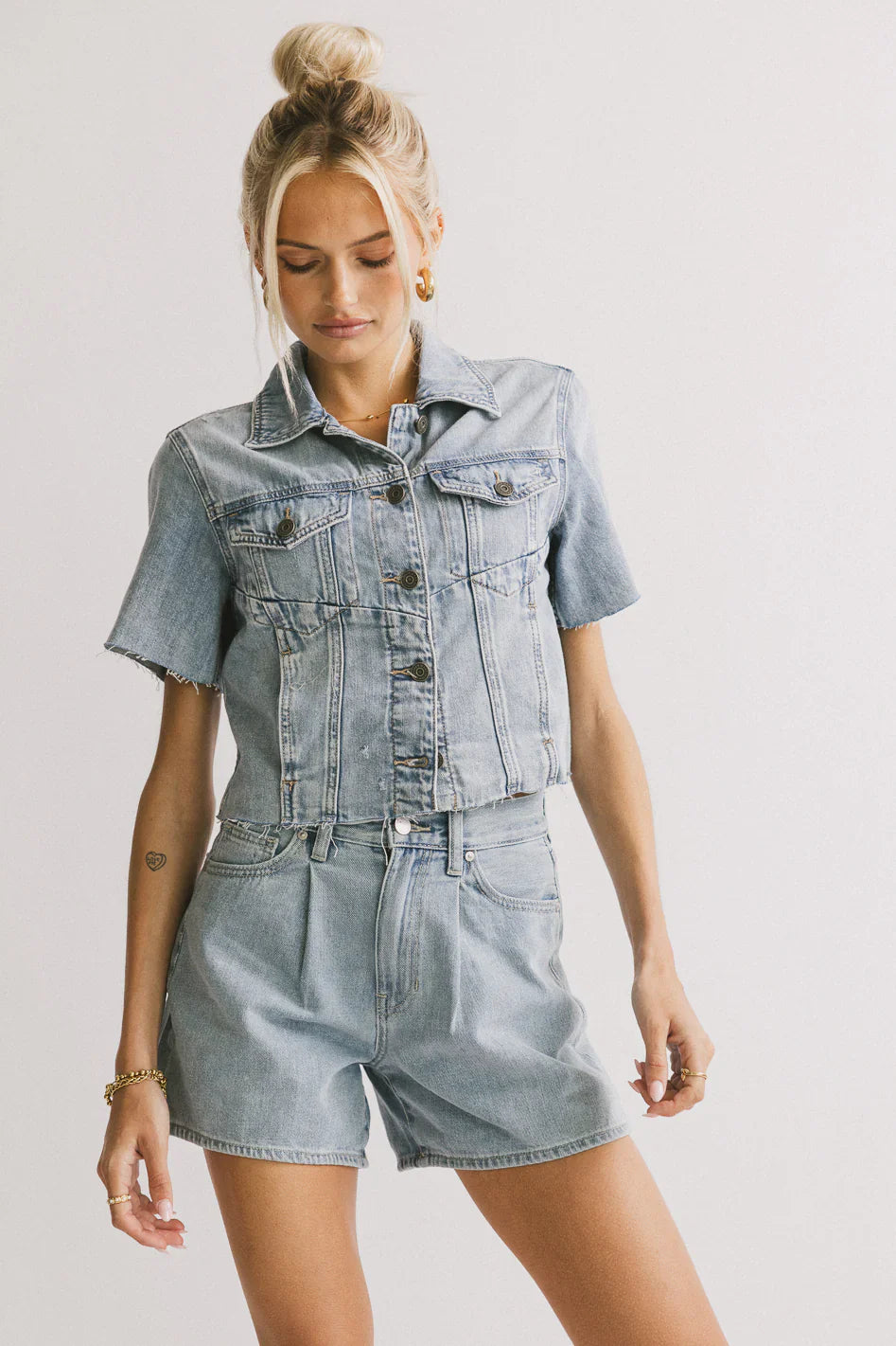 Pryia Denim Shorts in Light Wash FINAL SALE