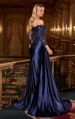 Donna Gown Evening Dress with Lace Sleeves
