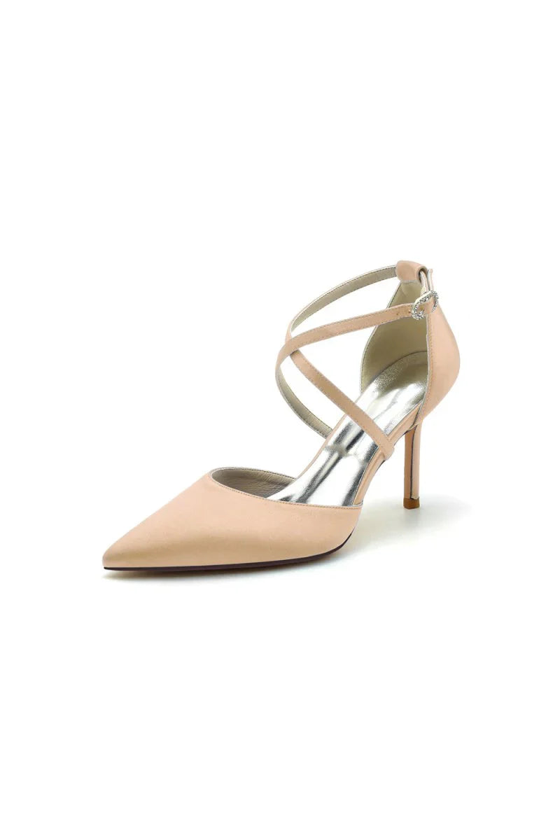 White High Heels with Metallic Accents