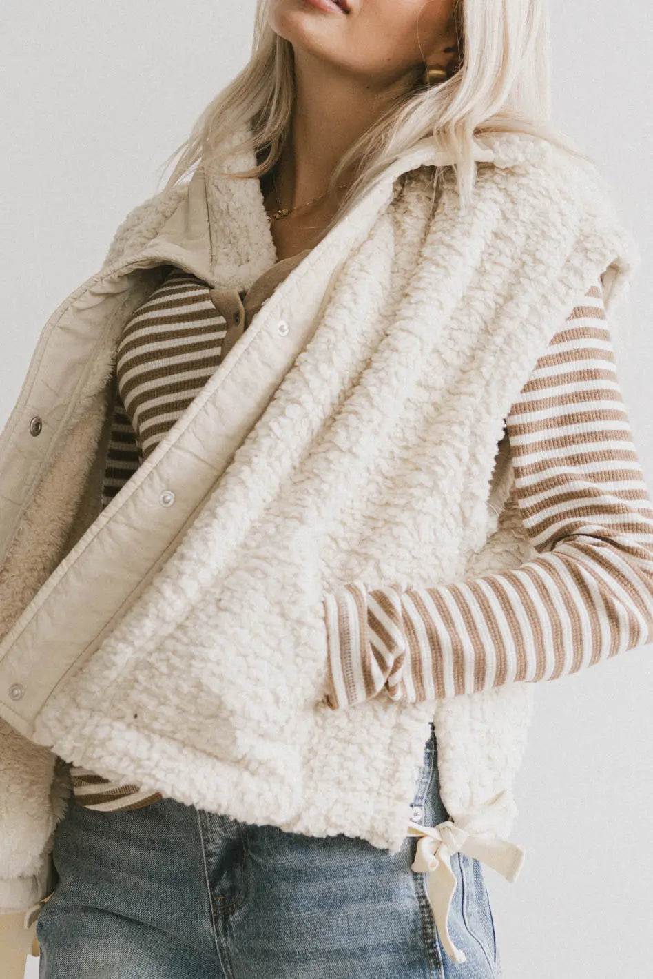 Johanna Sherpa Vest in Beige FINAL SALE