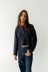 Brandi Collared Sweater in Navy